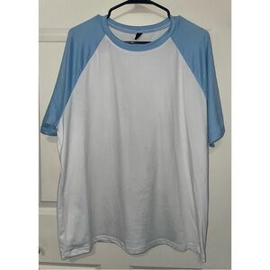 Women’s Blue and White Oversized Baseball Shirt